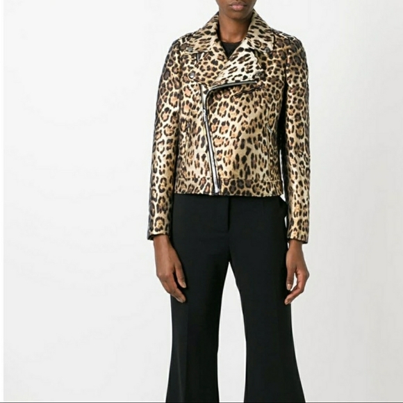 Valentino Jackets & Blazers - RED Valentino Leopard Jacquard Moto Jacket NWT